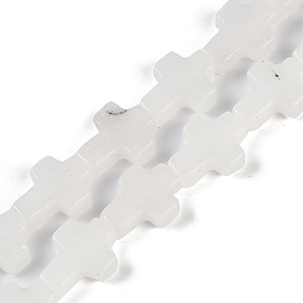 Natural White Jade Beads Strands, Cross