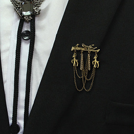 Vintage Antler Branch Pin Badge with Deer Pendant for Men