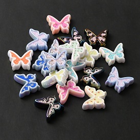 UV Plating Acrylic Beads, Iridescent, Butterfly