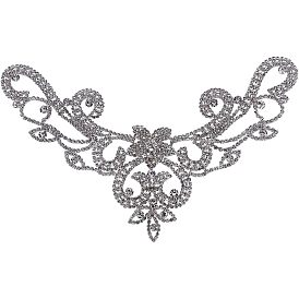 Hotfix Rhinestone, Brass on Patches, for Wedding Theme Dress Shoes Garment Decoration, Flower
