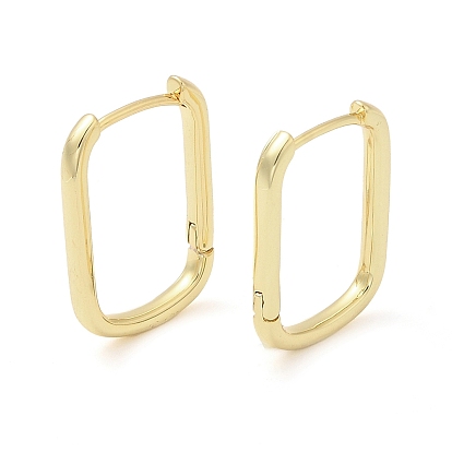 Rack Plating Brass Hoop Earrings, Long-Lasting Plated, Cadmium Free & Lead Free, Rectangle
