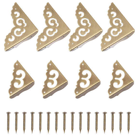 8 наборы 2 стили треугольные латунные угловые протекторы, для мебели украшения шкатулки