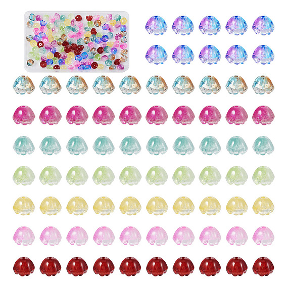 128шт 8 цвета прозрачные окрашенные распылением стеклянные бусины, цветок