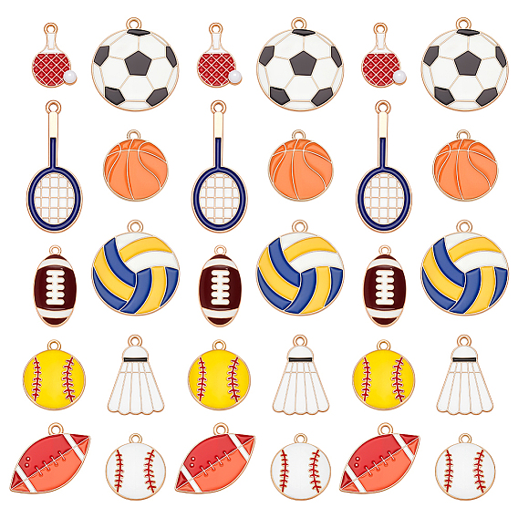 40 шт. 10 стили спортивные товары тематические сплавы эмалевые подвески, золотые