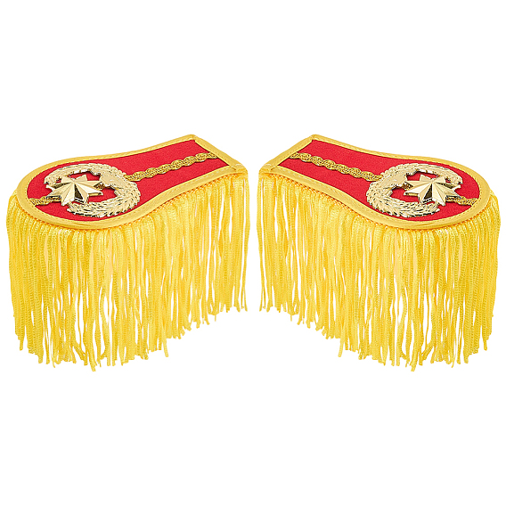 1 Pair Non-woven Fabrics & Polyester Tassel Epaulettes, Shoulder Badges, with Brooch