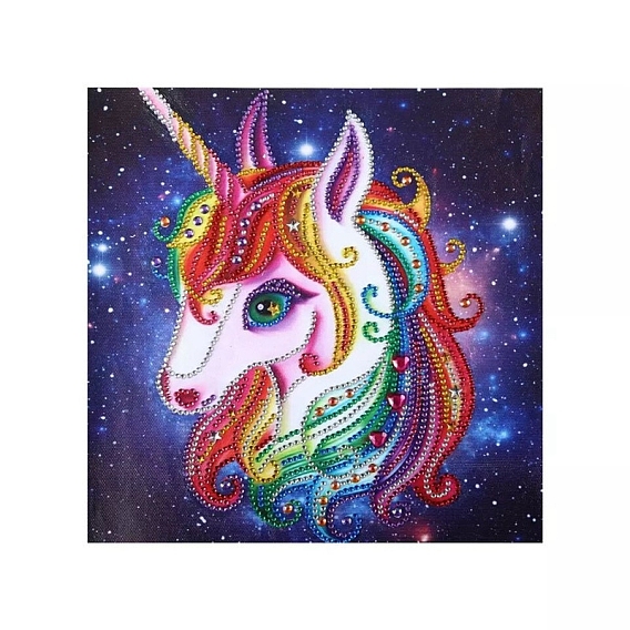 Unicorn & Starry Night Pattern DIY Diamond Painting Kits, Including Resin Rhinestones Bag, Diamond Sticky Pen, Tray Plate and Glue Clay