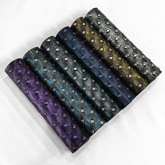 Ткань из искусственной кожи с тиснением и квадратным узором, для поделок из кожи, аксессуары для изготовления сумок