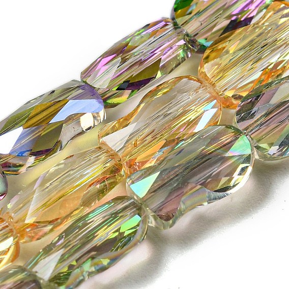Прозрачные стеклянные бусины гальваническим пряди, с половиным покрытием цвета радуги, граненые, рыба