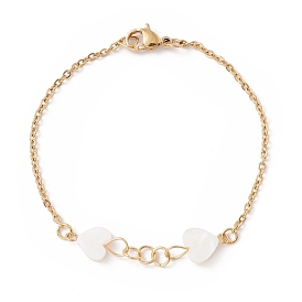 Synthetic Shell Heart Link Bracelet, Ion Plating(IP) 304 Stainless Steel Jewelry for Women