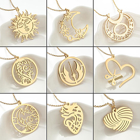 304 Полая цепочка-подвеска из нержавеющей стали для женщин, золотые