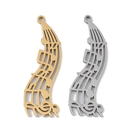 304 Stainless Steel Pendants, Laser Cut, Hollow Musical Note Waterfall Charm