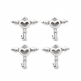 Tibetan Style Alloy Charms, Cadmium Free & Lead Free, Heart Shape Key