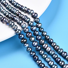 Нити из натурального культивированного пресноводного жемчуга, картофель, окрашенные