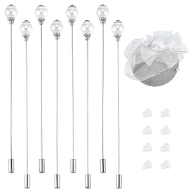 8шт латунная брошь, с абс пластмассовой имитационной жемчужиной