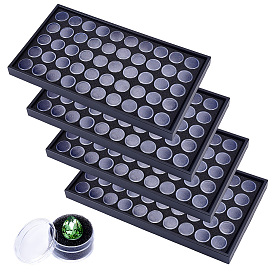 Aufbewahrungsbox aus Harz für Nagelkunstdekorationen und Strasssteine, Nageldekorperlen & Manikürezubehör, mit 50pcs Spaltengläsern