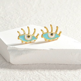 304 женские серьги-пусеты с эмалью из нержавеющей стали, глаз