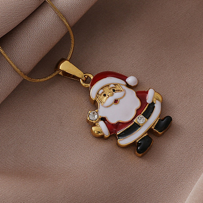 304 эмалированные красные рождественские подвески в виде Санта-Клауса из нержавеющей стали