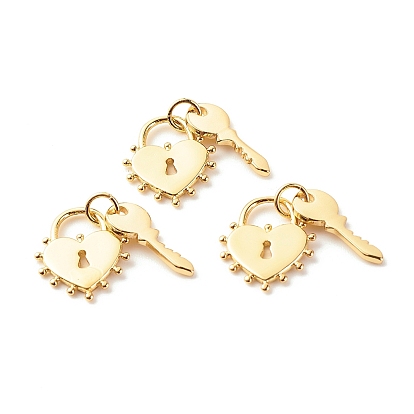 Латунные подвески, с целью перехода в кольце, без кадмия и без свинца, Ключ и замок