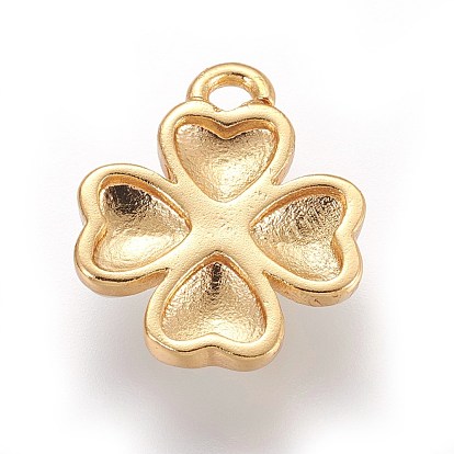 Brass Enamel Charms, with Freshwater Shell, Four Leaf Clover