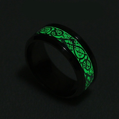 Luminous Glow in the Dark Stainless Steel Finger Band Rings