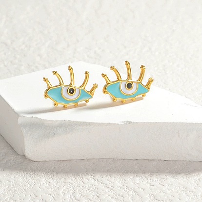 304 женские серьги-пусеты с эмалью из нержавеющей стали, глаз