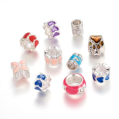 Alloy European Beads, Mixed Shapes, 5~15x7~18mm, Hole: 4~8mm