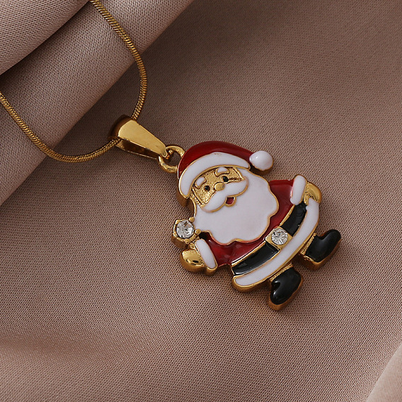 304 эмалированные красные рождественские подвески в виде Санта-Клауса из нержавеющей стали