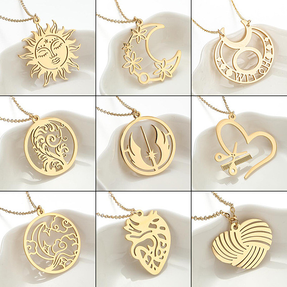 304 Полая цепочка-подвеска из нержавеющей стали для женщин, золотые