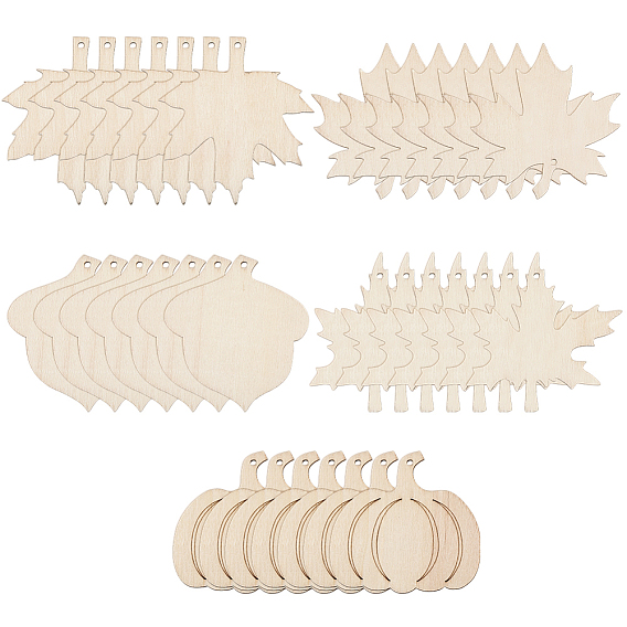 50 шт. наборы необработанных деревянных заготовок в виде кленовых листьев