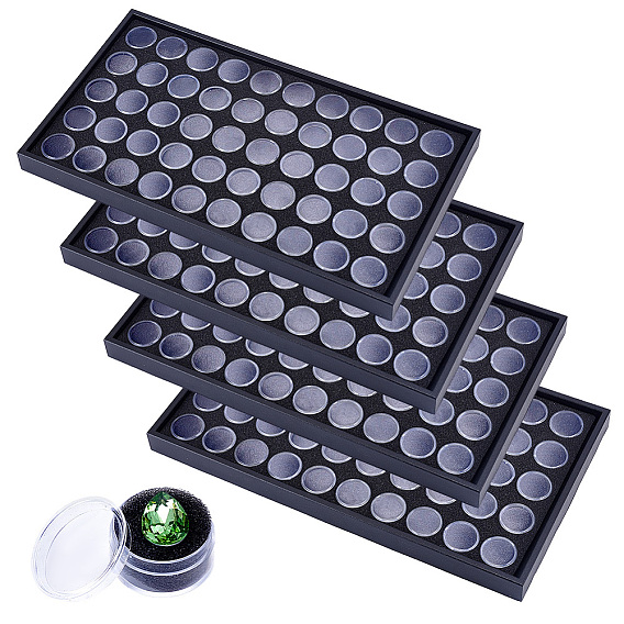 Resin Nail Art Decoration Storage Box for Rhinestones, Nail Decor Beads & Manicure Supplies, with 50Pcs Column Jars