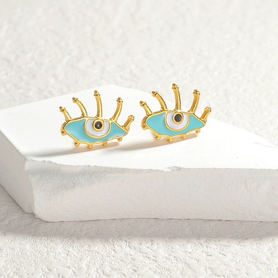 304 женские серьги-пусеты с эмалью из нержавеющей стали, глаз