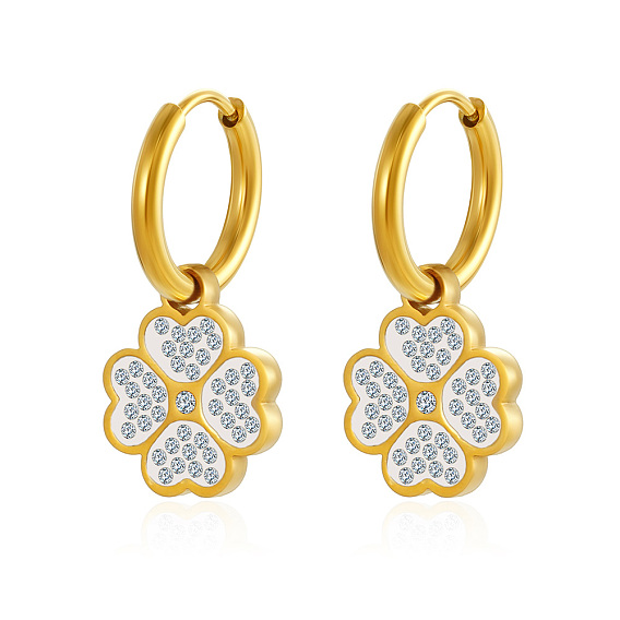 Стильные серьги-кольца из нержавеющей стали в форме клевера