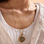 Magnifying Glass Magnetic Locket Pendant Necklaces for Women, with Zinc Alloy Cable Chains, Antique Golden