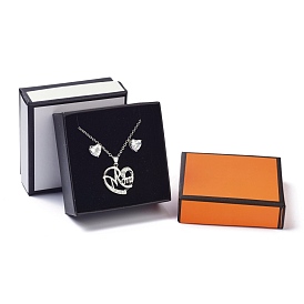 Бумажные шкатулки для украшений, с черной губкой, для ожерелий и сережек, квадратный
