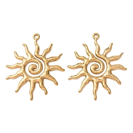 304 Stainless Steel Pendants, Spiral Sun Charms, Ion Plating(IP)