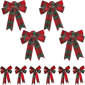 10 piezas 2 estilo tema navideño patrón de tartán lazo de poliéster, con lazo, decoraciones de visualización
