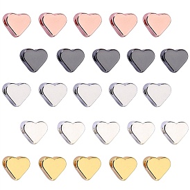 25Pcs 5 Colors Brass Solid Beads, Heart
