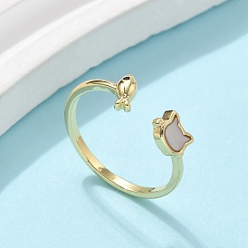 Латунные эмалевые манжеты для женщин, без кадмия и без свинца, рыба и кот, с оболочкой