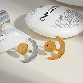 Регулируемые открытые манжеты из нержавеющей стали для женщин, Солнце и луна