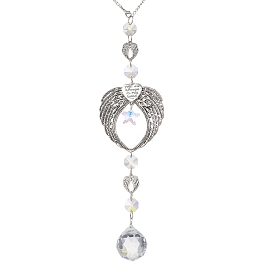 Стеклянные круглые подвесные ловцы солнца, Крепление для ангельских крыльев в тибетском стиле из сплава для декора на открытом воздухе и в саду