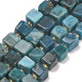 Natural Apatite Beads Strands, Cube, with Seed Beads