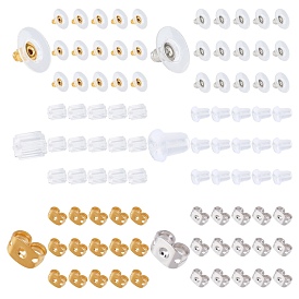SUNNYCLUE 600Pcs 6 Style Brass Earring Backs, with Plastic Ear Nuts