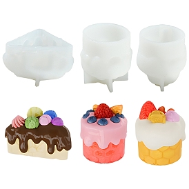 3 pièces 3 styles résine époxy 3 moules en silicone pour la décoration de gâteaux, gateau
