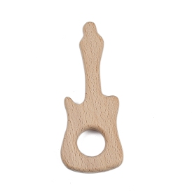 Natural Beech Wooden Baby Teething Toys, Teething Rings for Newborn Toddler Infant, Guitar