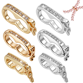 6 шт. 6 стили латунные микропаве прозрачные кубические цирконии застежки-крутилки, овальные