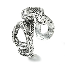Snake Alloy Open Cuff Rings, Lead Free & Cadmium Free