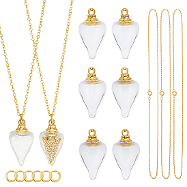 Наборы для изготовления ожерелий своими руками, включая подвески для стеклянных бутылок, латунные открытые соединительные кольца и цепочки