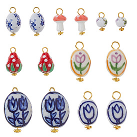 14шт 7 стильные фарфоровые подвески ручной работы, с железной фурнитурой