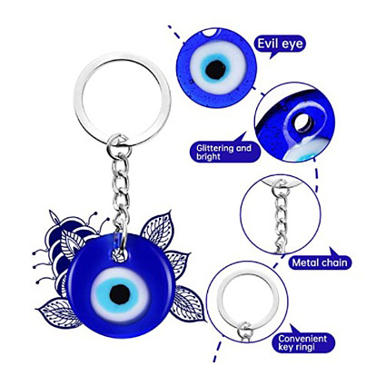 Blue Devil Eye Keychain Pendant Turkish Glass Jewelry