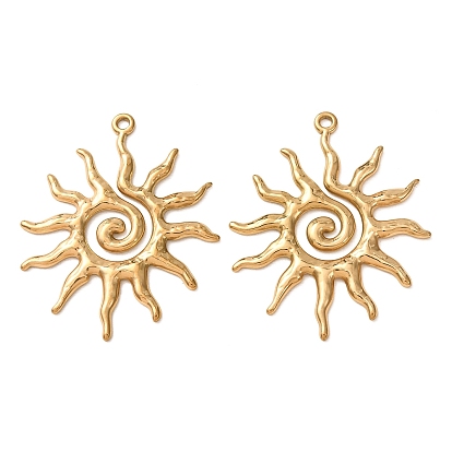 304 Stainless Steel Pendants, Spiral Sun Charms, Ion Plating(IP)
